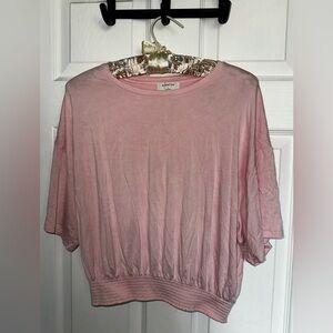 Babaton Pink Short-Sleeve Cinched Waist Top